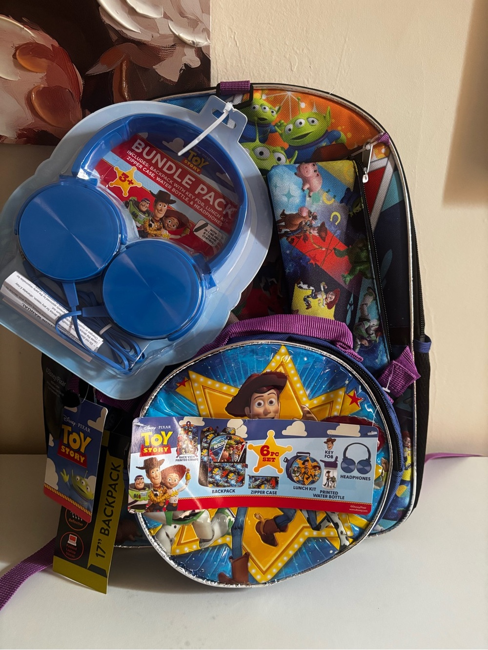 Disney Toy Story Kids Backpack Set in Blue, Purple, Yellow